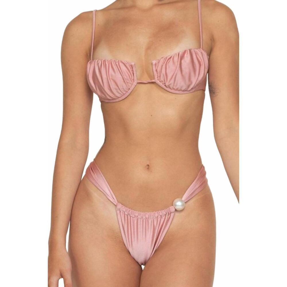 NEW MONTCE sandra pearl bikini bottom in satin rose
